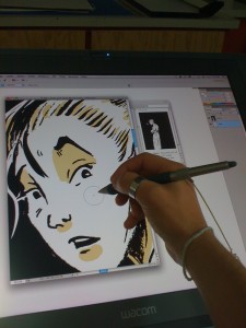 Adding the spot tone using a Cintiq screen/tablet